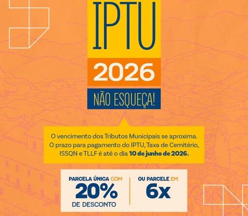 Prefeitura de Queluz alerta para vencimento do IPTU e tributos municipais