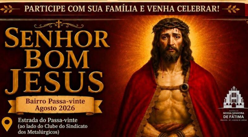 Festa do Senhor Bom Jesus começa nesta quarta-feira no Passa Vinte, em Cruzeiro