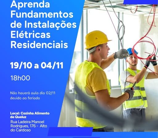 Queluz oferece curso gratuito de instalações elétricas residenciais
